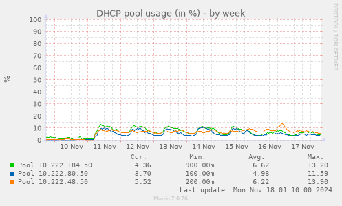 DHCP pool usage (in %)