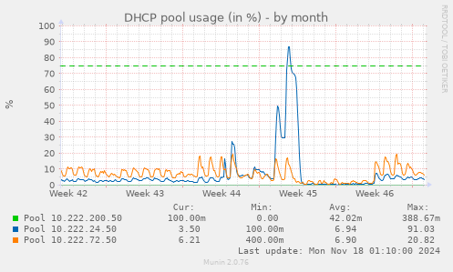 DHCP pool usage (in %)