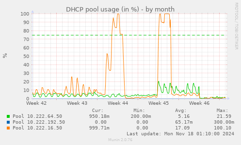 DHCP pool usage (in %)